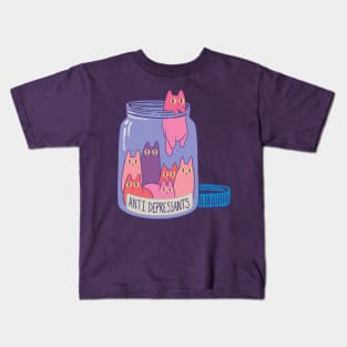 Cats Antidepressants Furry Love in a Bottle - Get Yours And Smile Today Kids T-Shirt